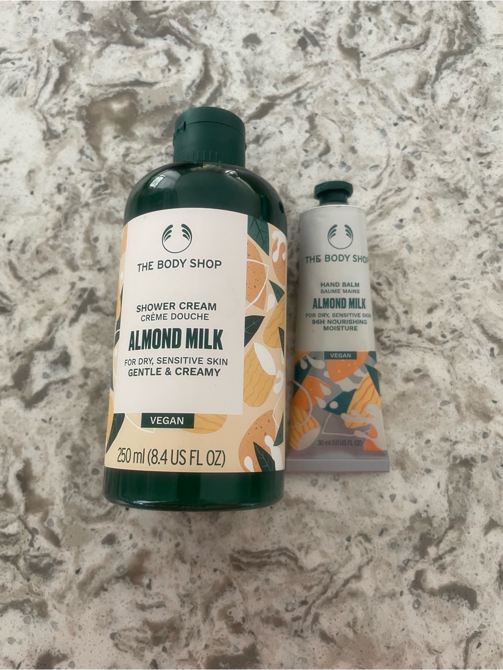 The Body Shop Almond Milk Shower Cream & Hand Balm - Green, Cream, Orange